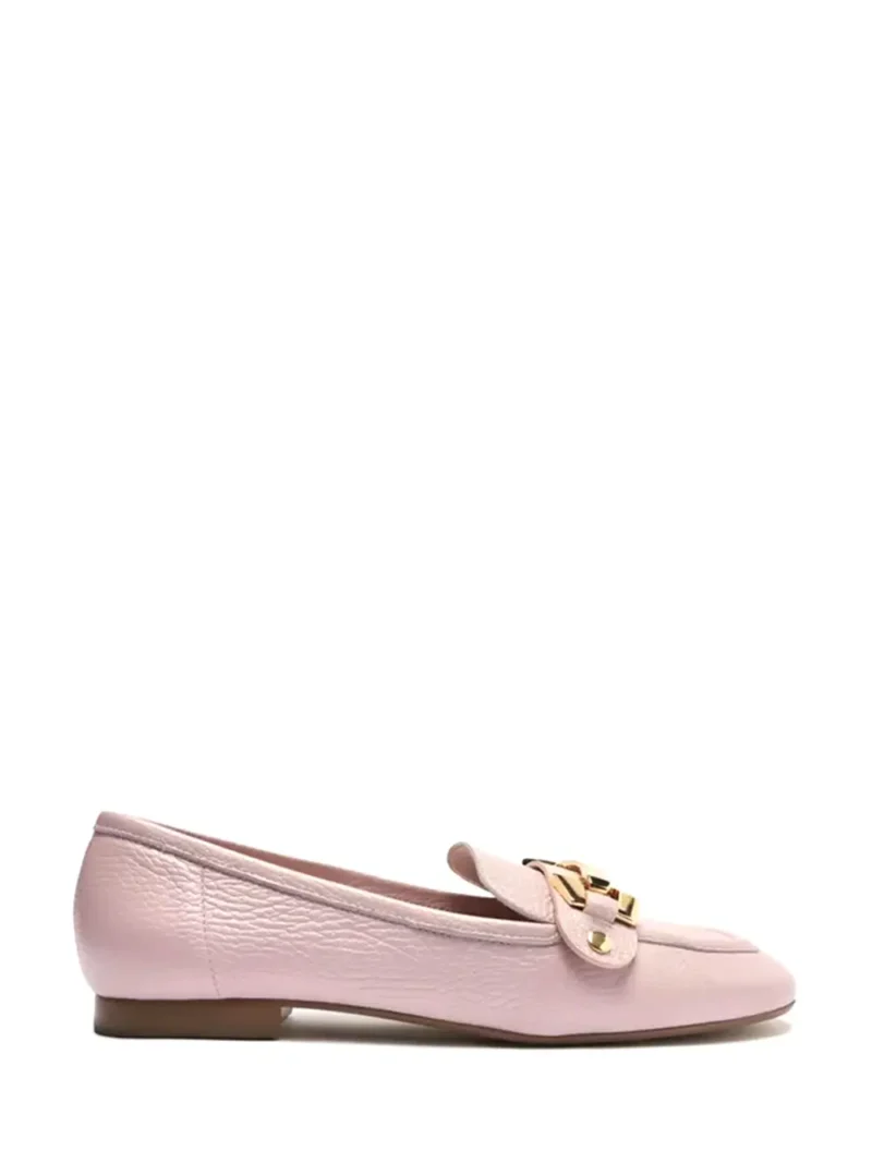 Loafer em Pele Rosa e Pormenor em Dourado