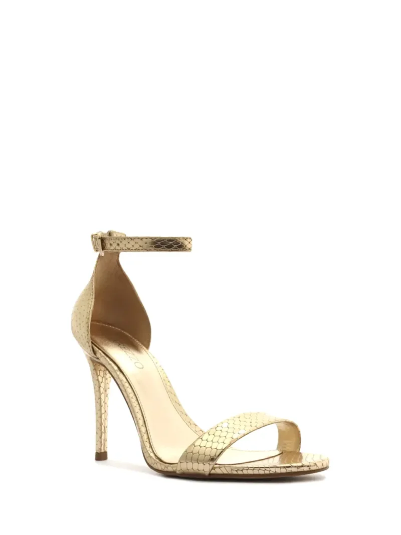 Alternative view of Sandália em Pele Dourada com Textura de Animal Print