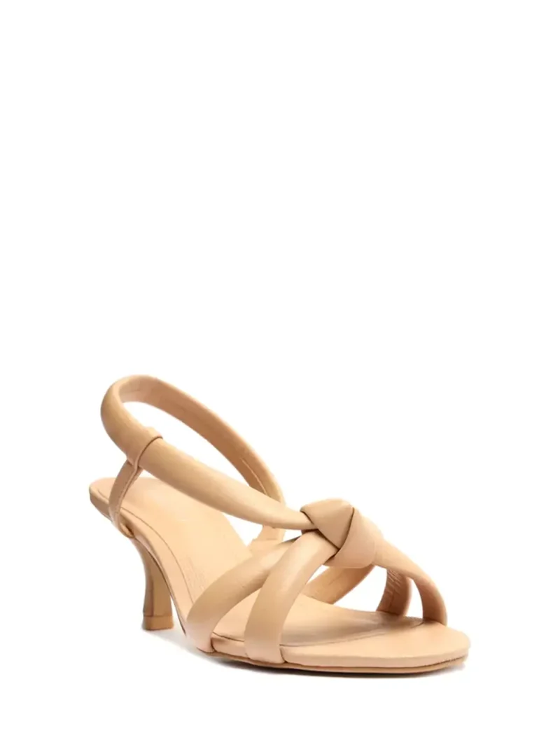 Alternative view of Beige Leather Sandals with Braided Puffer Straps