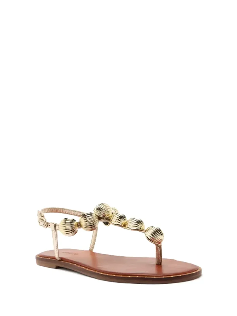 Alternative view of Sandália Rasa em Pele Dourada e Pormenor de Conchas