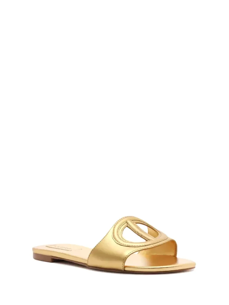 Alternative view of Sandália Rasa em Pele Dourada e Tira com Pormenor