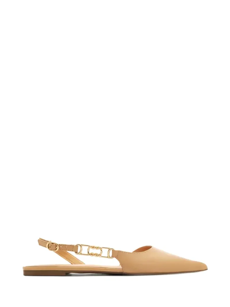 Mule em Pele Beige e Biqueira Fina