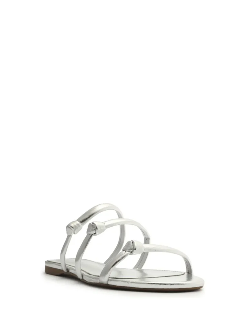 Alternative view of Sandália Rasa em Pele Prata e Três Tiras