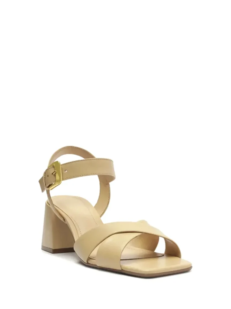 Alternative view of Sandália em Pele Beige e Tiras Cruzadas