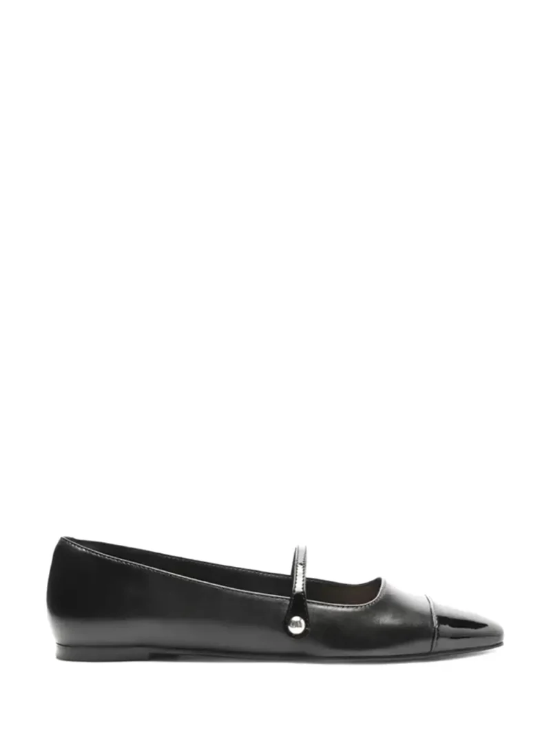 Black Leather and Strap Ballet flats
