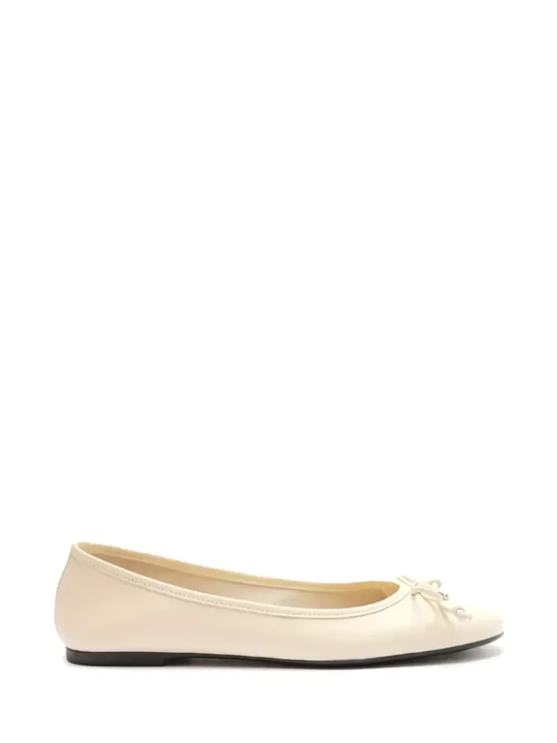 Ballet flats in beige leather with bow detail