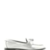 Silver Leather Loafer with Bow
