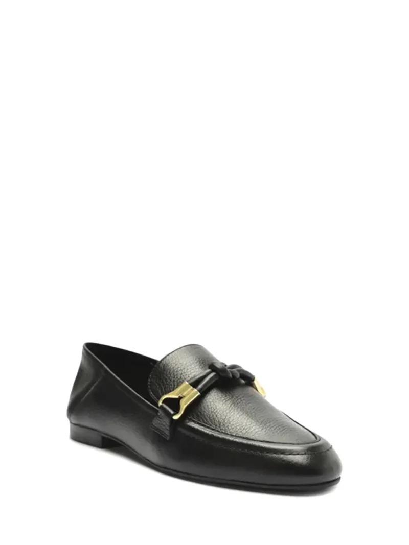 Alternative view of Black Leather Loafer with Gold Detail