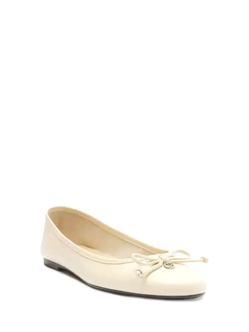 Alternative view of Ballet flats in beige leather with bow detail