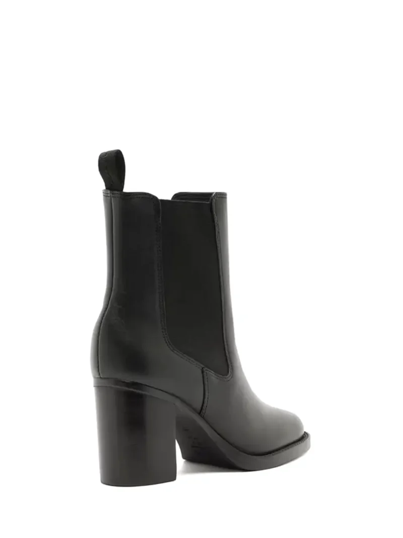 Black Leather Boot with Block Heel - Image 3