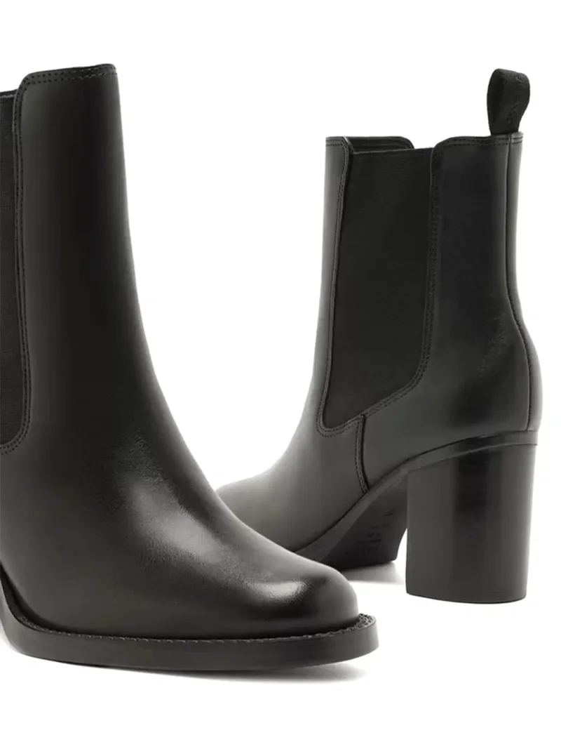 Black Leather Boot with Block Heel - Image 4