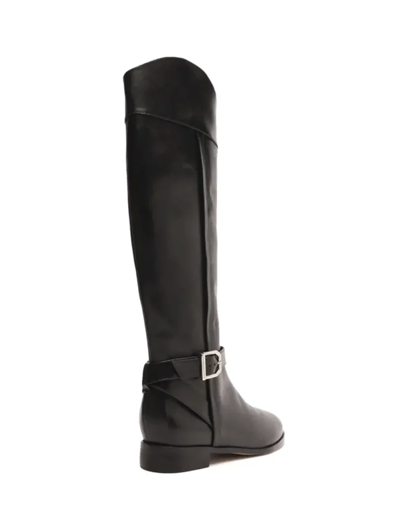 Bota de Cano Alto Preta em Pele - Image 3