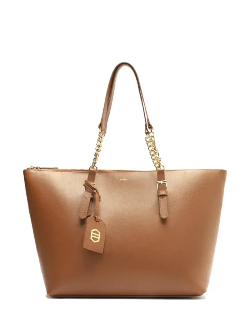 Mala Shopper em Pele Camel e Alça de Ombro