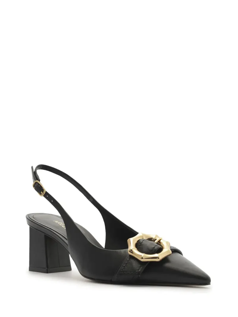 Alternative view of Scarpin Preto em Pele e Salto em Bloco