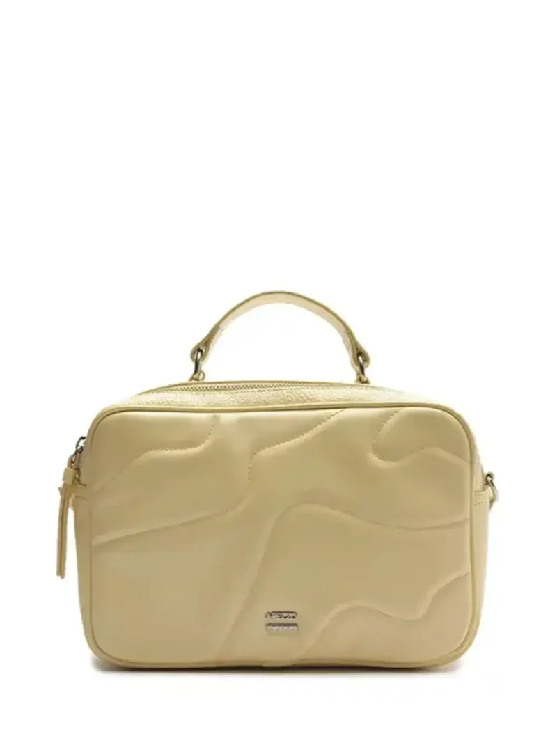 Mala Midi em Pele Beige e Alça Tiracolo