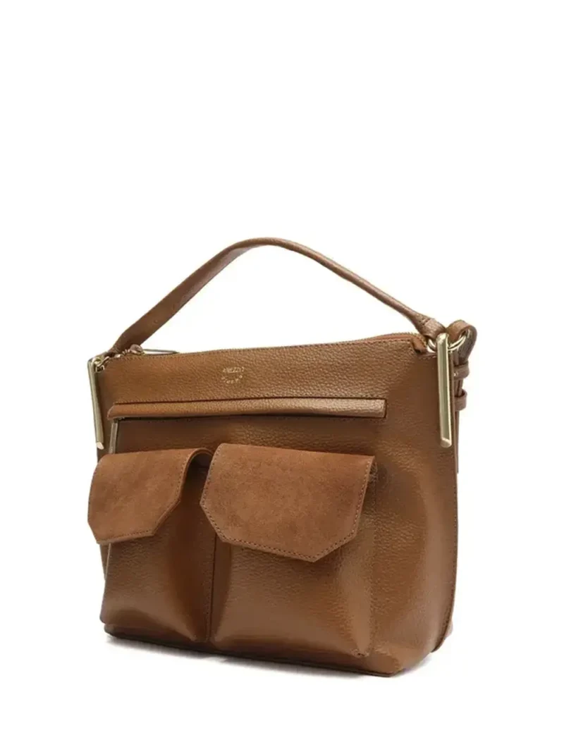 Alternative view of Mala em Pele Castanha e Bolsos Externos