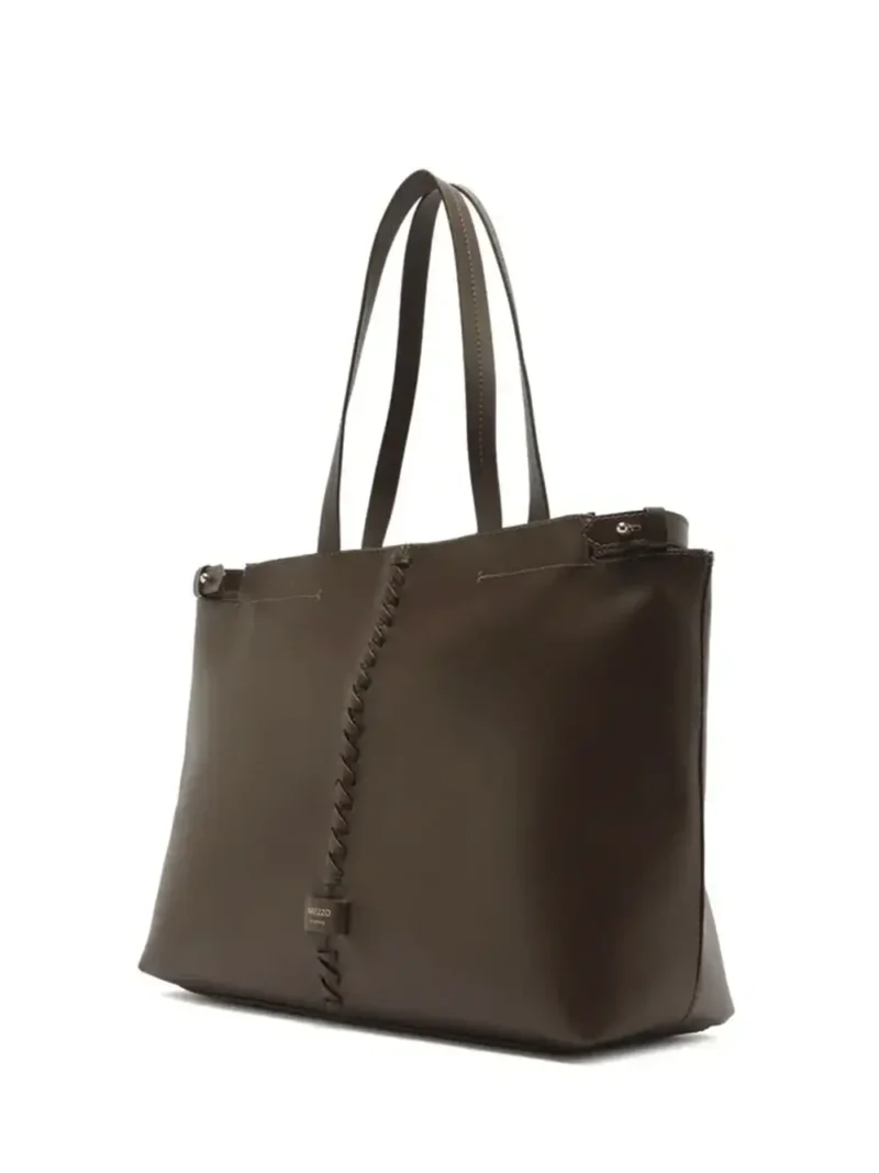 Alternative view of Mala Shopper em Pele Castanha e Pormenor de Costura