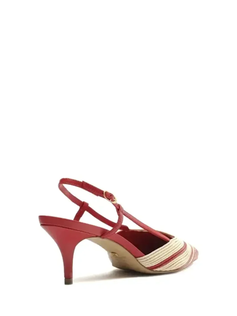 Scarpin em Pele Vermelha e Beige - Image 3
