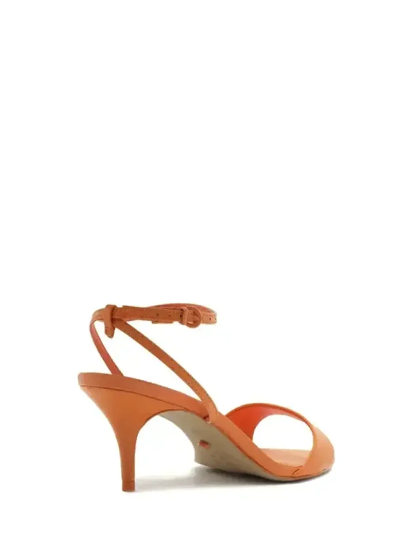 Arezzo Sandal in Orange Leather and Thin Heel - Image 3