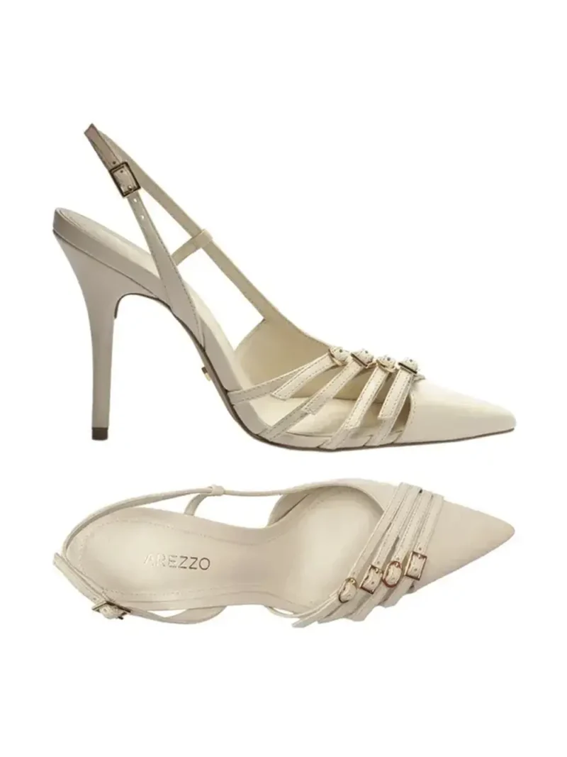 Off-White Leather Pumps with Buckles - Image 4