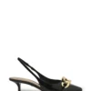 Black Leather Pumps with Gold Chain