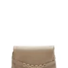 Beige Leather Bag with Gold Chain