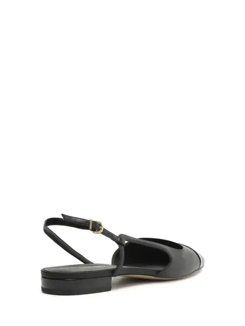 Black Leather Mule with Patent Leather Toe Cap - Image 3