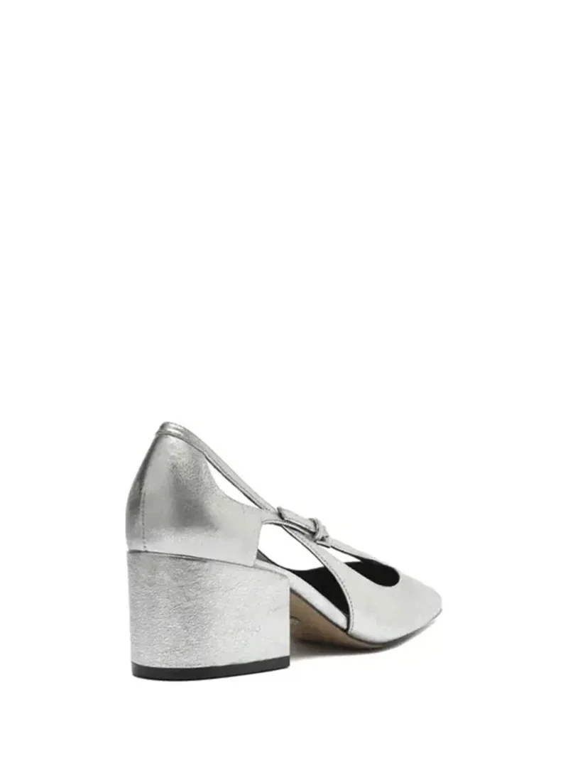 Silver Leather Pumps with Straps - Image 3