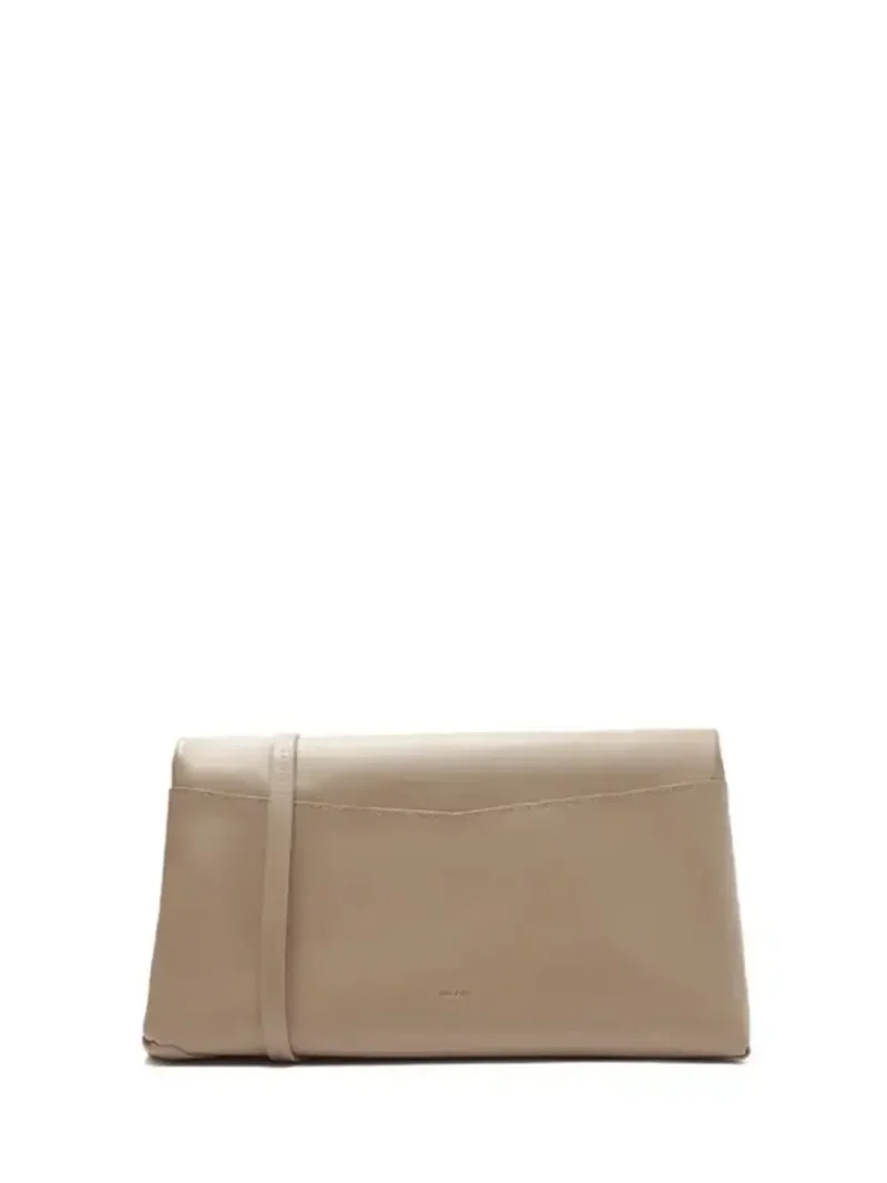 Beige Leather Bag with Gold Chain - Image 3