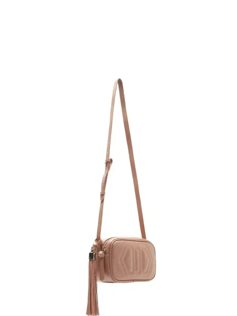 Pink Leather Bag with Shoulder Strap - Image 3