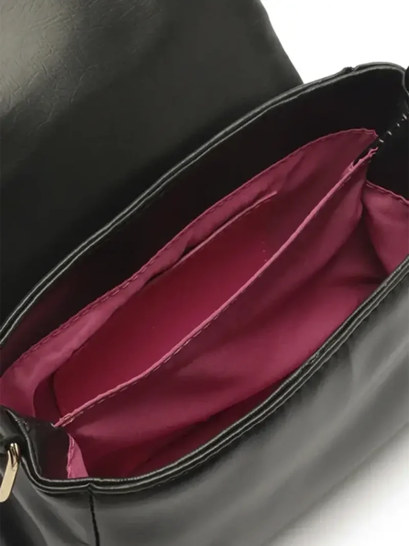 Black Leather Bag with Chain Strap - Image 3