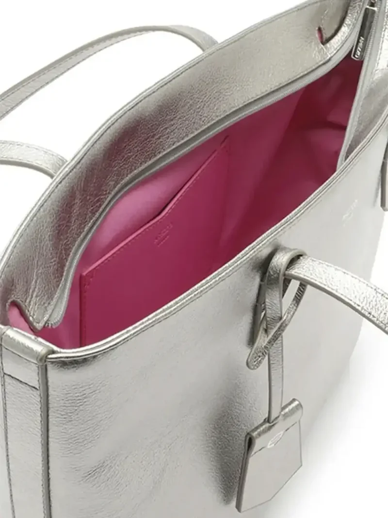 Silver Leather Shopper Bag - Image 4