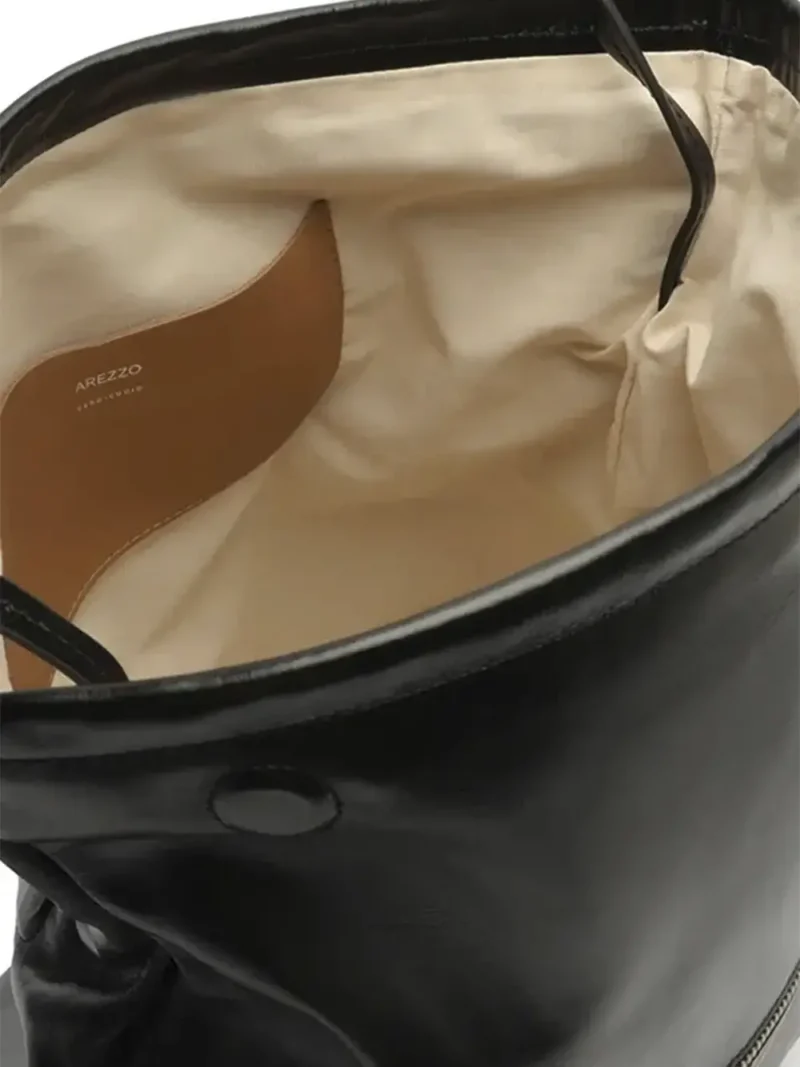 Black Leather Bag with Shoulder Strap - Image 4