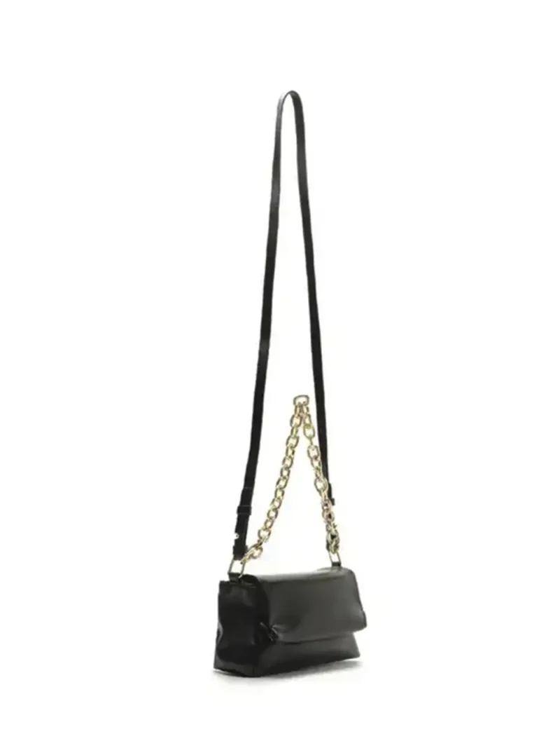 Black Leather Bag with Chain Strap - Image 4