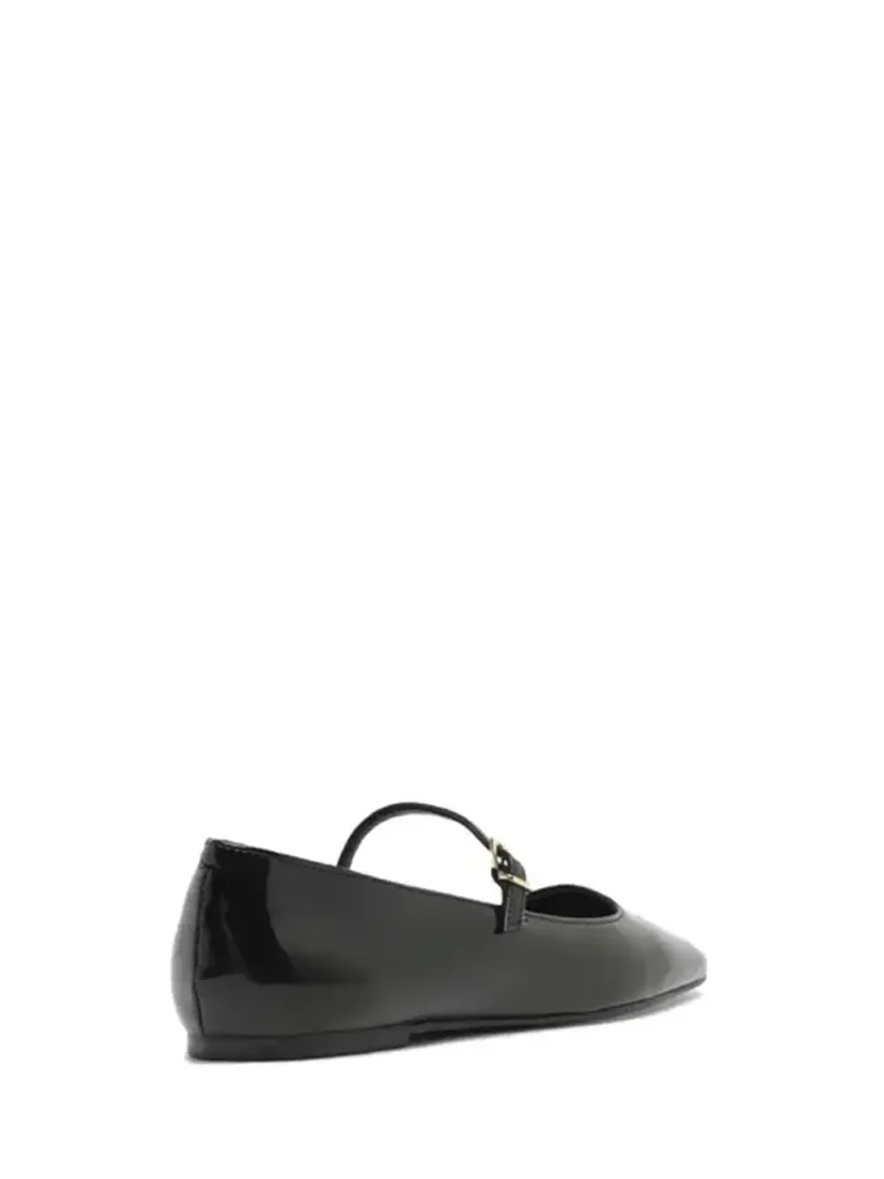 Ballet flats in black leather and Strip - Image 3