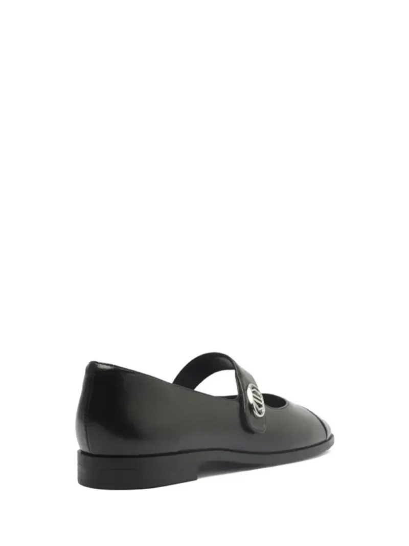 Black leather ballet flats with strap - Image 3