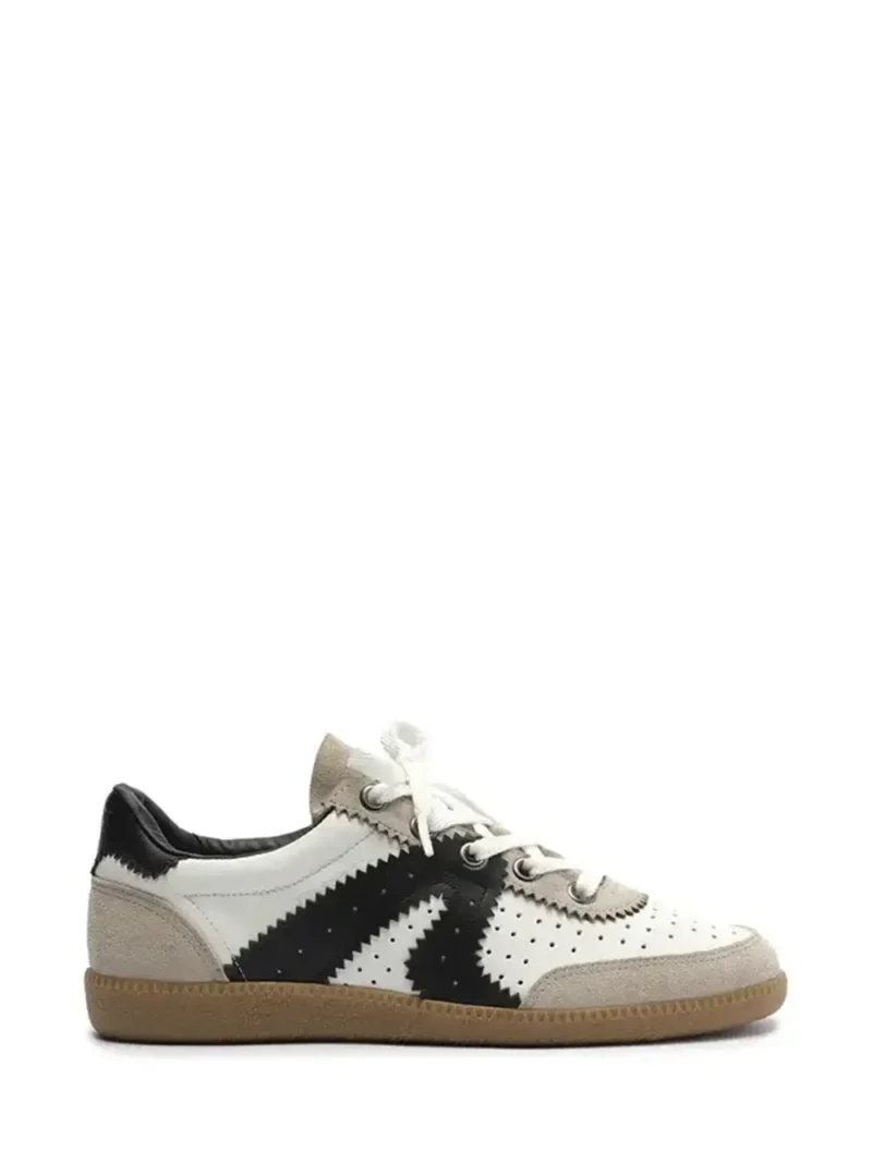 White Leather Sneakers with Black Details