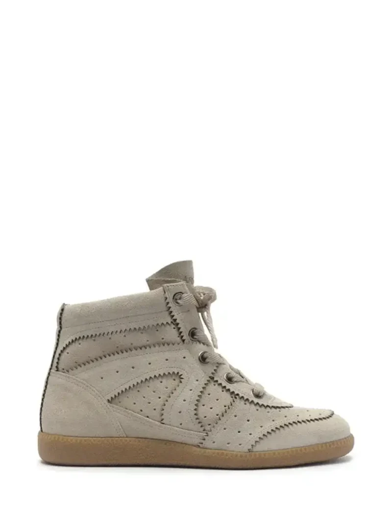 Beige Suede Sneakers with Mid-Top