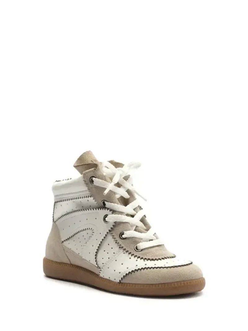 White Leather Mid-Top Sneakers - Image 2