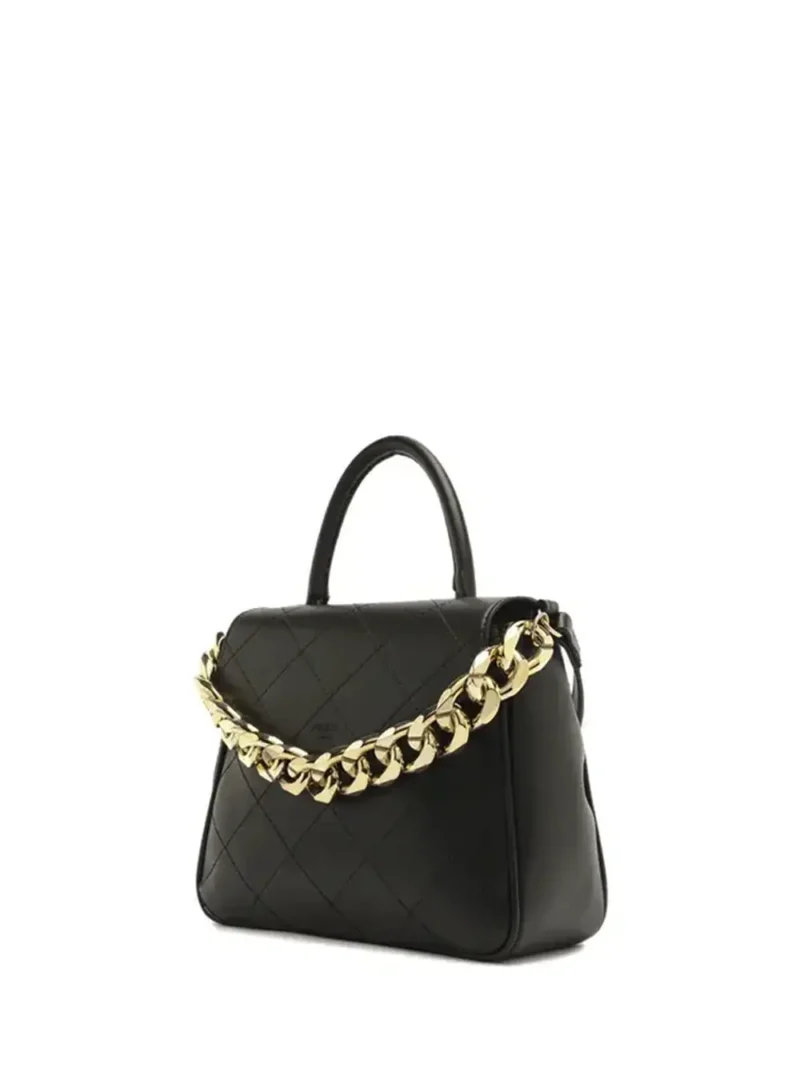 Mini Black Leather and Chain Bag - Image 2