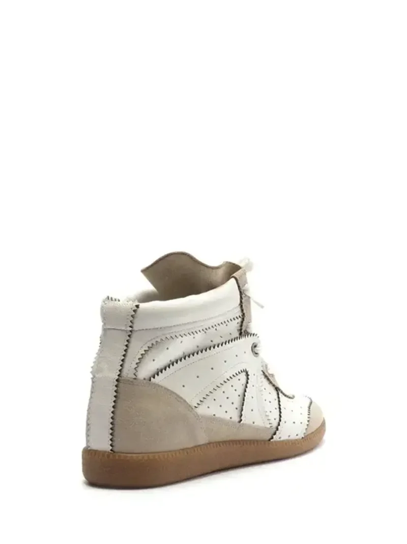 White Leather Mid-Top Sneakers - Image 3