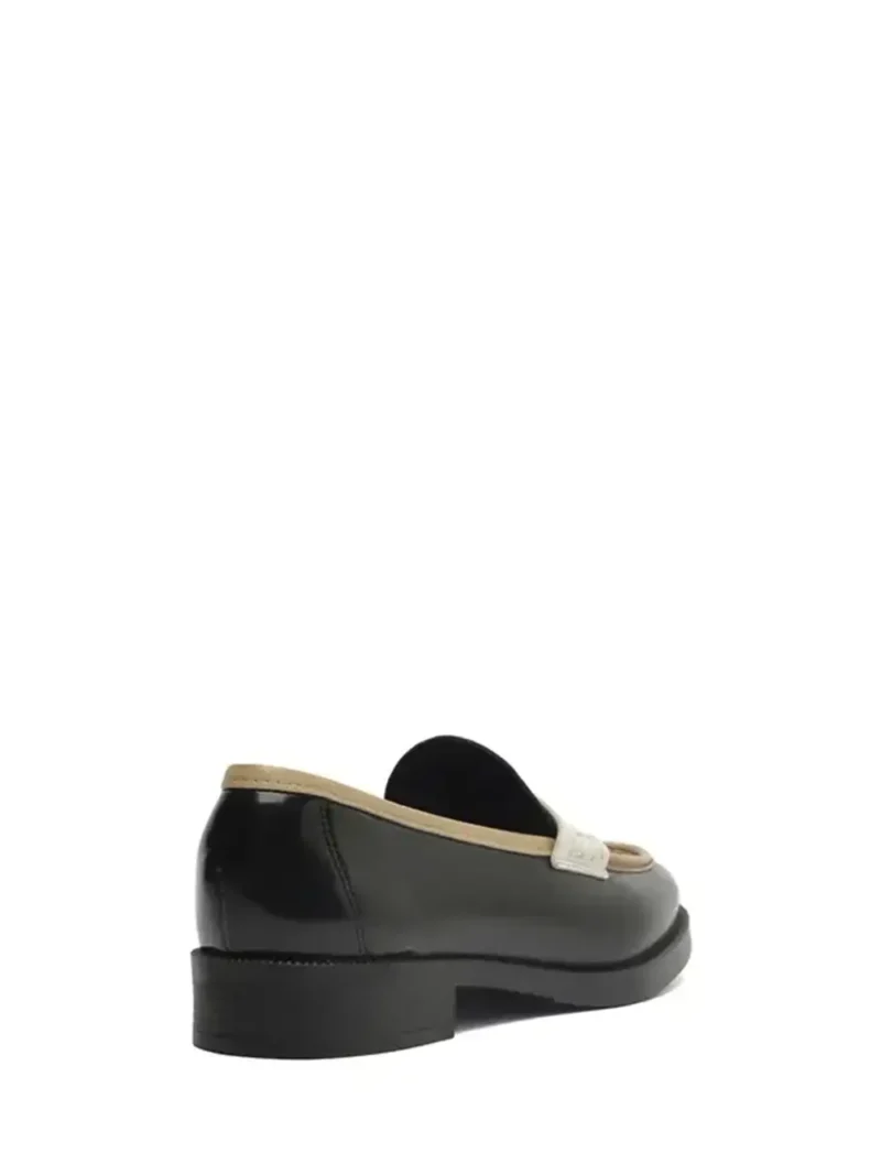 Black Leather Loafers with White Details - Image 3