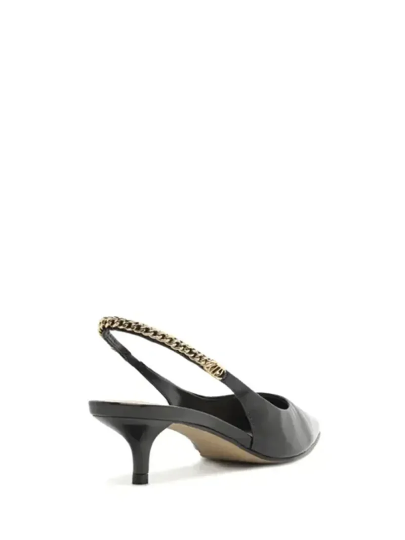 Black Leather Pumps with Chain - Image 3
