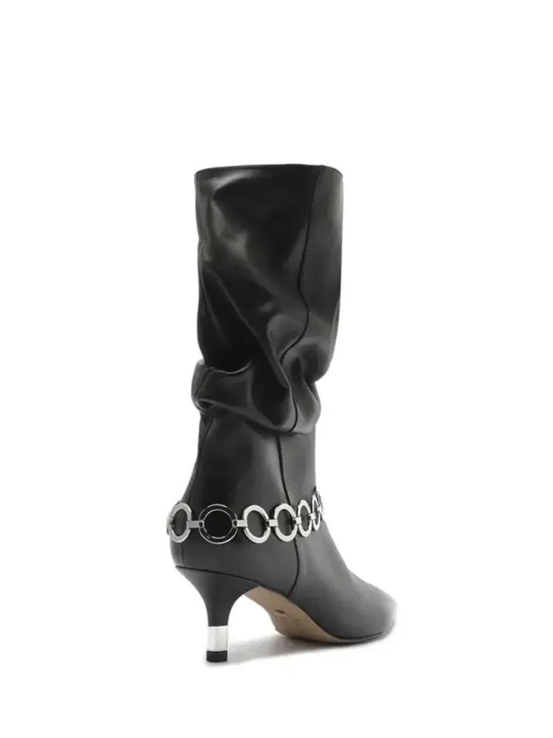 Black Leather Boot with Chain - Image 3