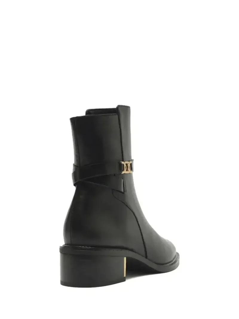 Black Leather Boot with Gold Detail - Image 4