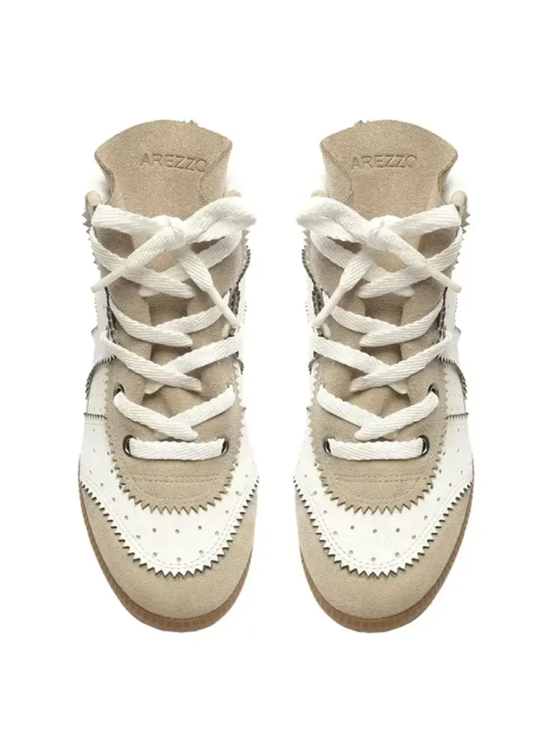 White Leather Mid-Top Sneakers - Image 4