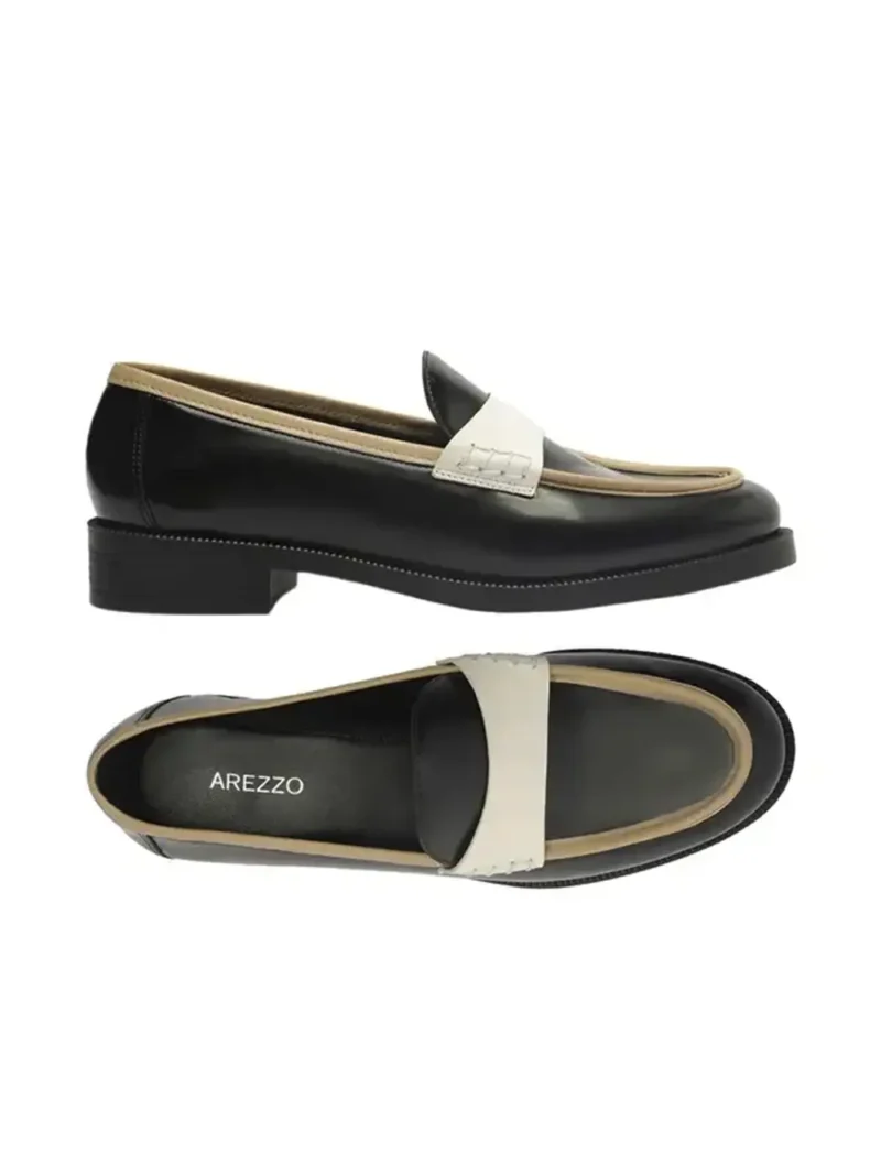 Black Leather Loafers with White Details - Image 4