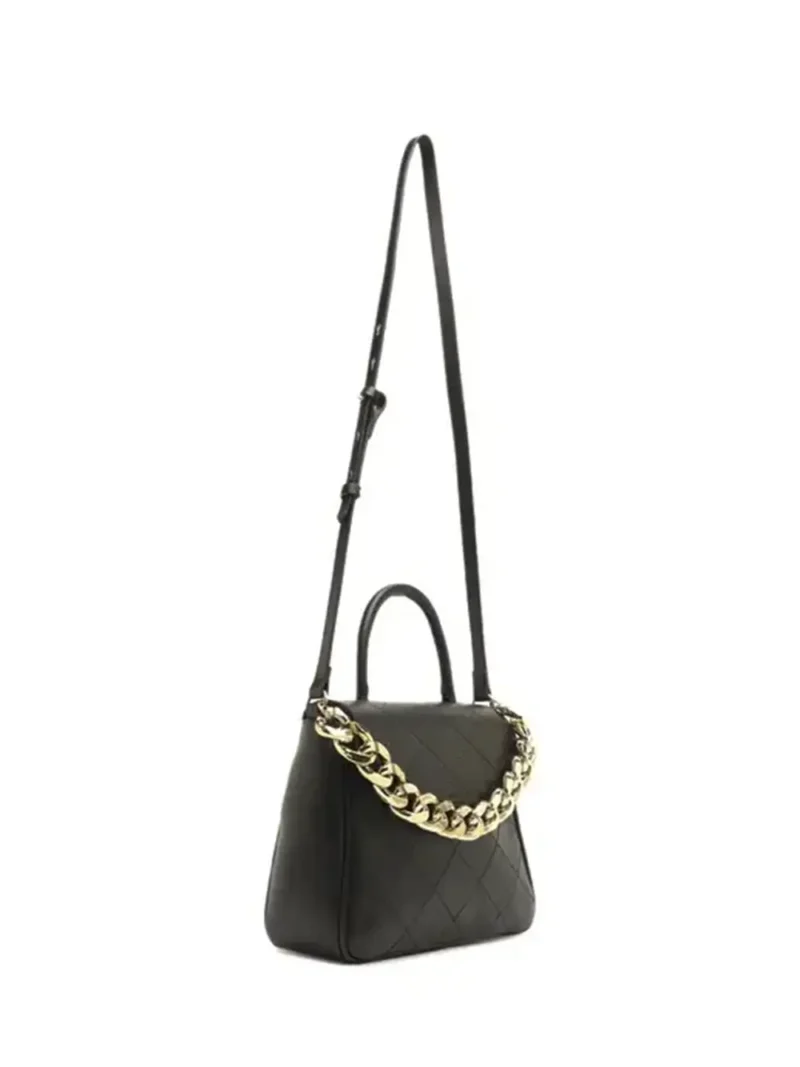 Mini Black Leather and Chain Bag - Image 4