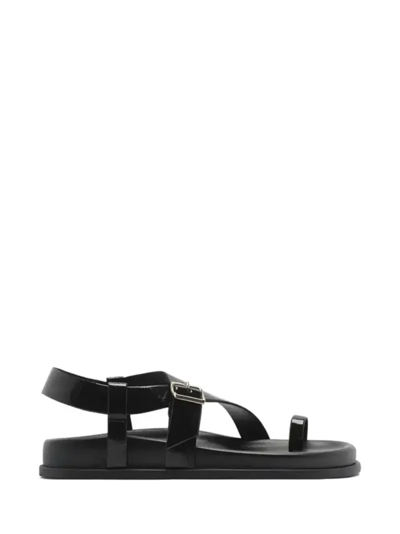 Sandália Preta em Pele com Fivela