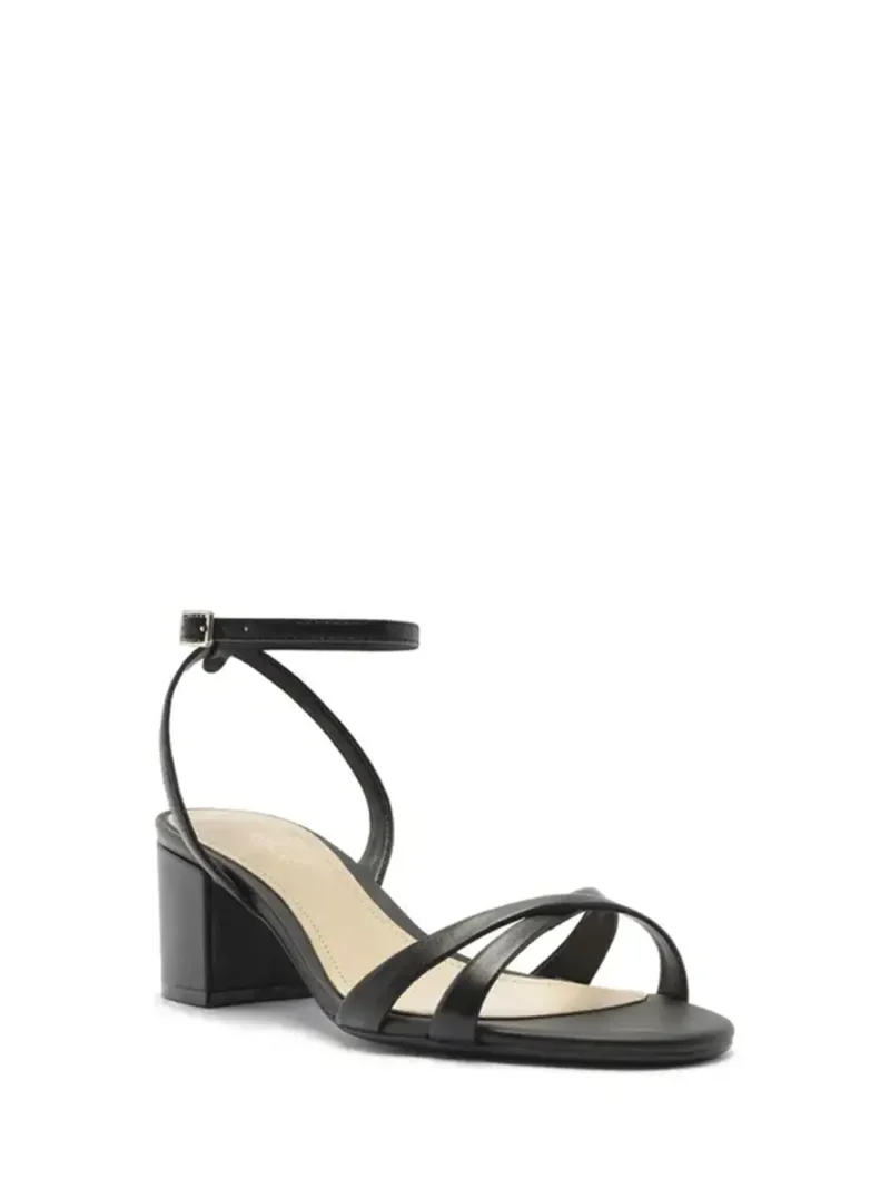 Alternative view of Sandália Preta em Pele com Tiras